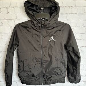 Jordan Kids Boy Girl Size 6 Black Windbreaker Jacket Hooded Full Zip Lightweight